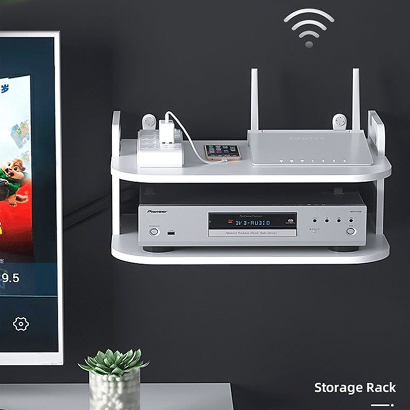 Desk Setup With Tv - Étagère murale pour routeur et câbles,
