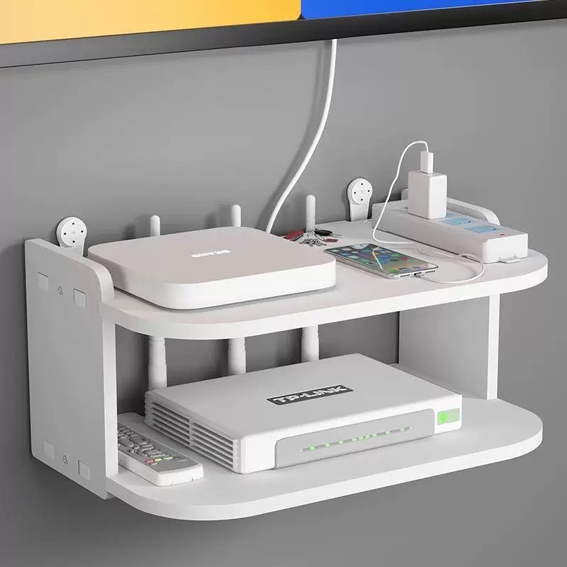 Desk Setup With Tv - Étagère murale pour routeur et organisateur