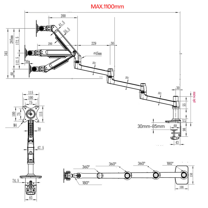 Support de moniteur de bureau  - Desk Setup Monitor Arm avis et prix
